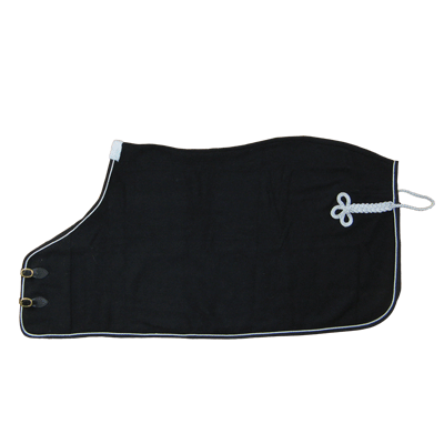 1203 HB Luxe Wollen Statiedeken Zwart met grijze bies 195cm