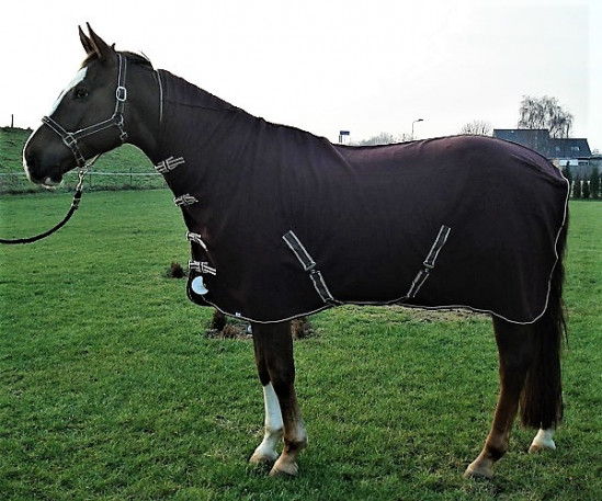 Fleece deken met hals in zwart en blauw