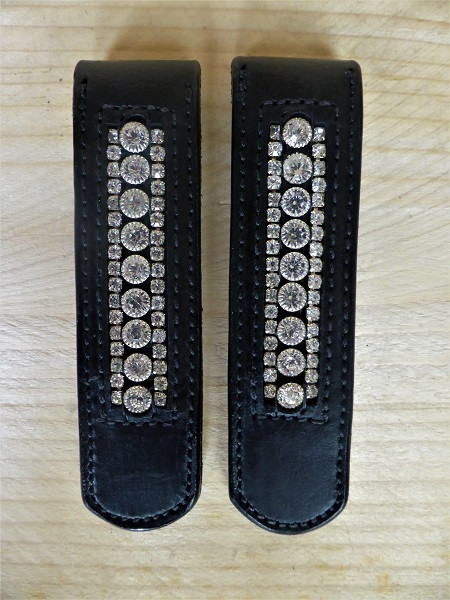 Laarzen clips  leder met steentjes zwart of bruin