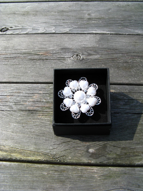 1903A-02 HB luxe plastron speld Bloem Hart