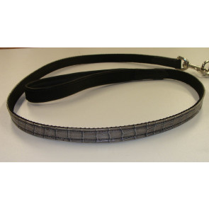 054 Hondenlijn croco leder Zwart met Grijs